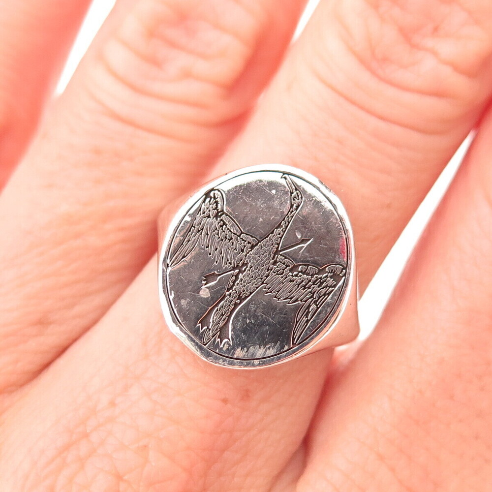 925 Sterling Silver Vintage The Great Wandering Albatross Bird Ring Size 6.5